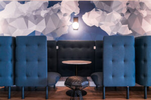 Jeffrey Allen Design, Track 281 Clubhouse, blue privacy chairs