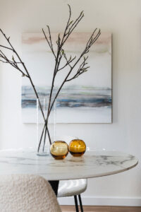 Jeffrey Allen Design, Fountains Model Home, dining room table with wall art