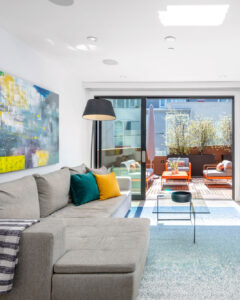 Jeffrey Allen Design, Ringold Street Residential, living room with patio view